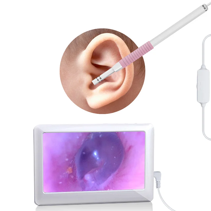 5.5mm Lens Ear Cleaning Endoscope 4.3 Inch HD Display Screen Visual Spoon Visible Tool with 6 LEDs | Красота и здоровье