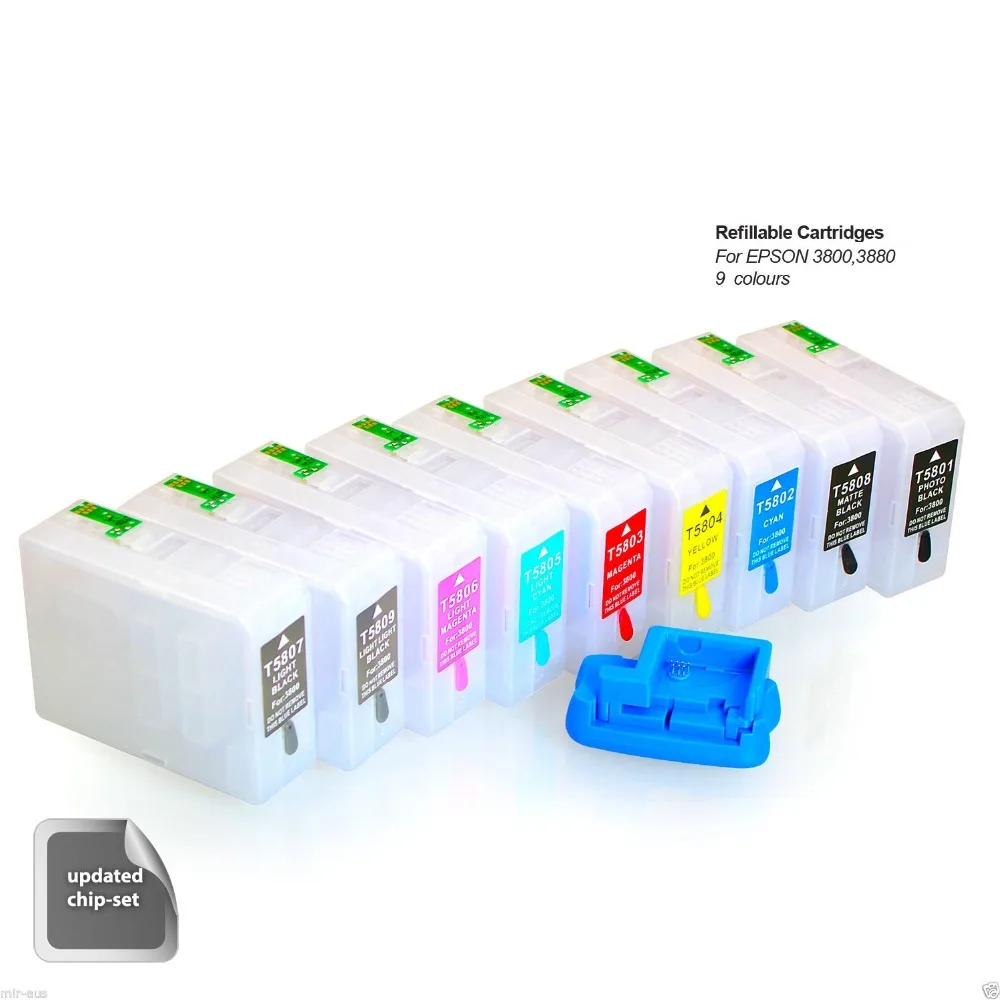 Чернильный путь 9 x пустые многоразовые картриджи для Epson pro3890 3880 3800C 3800 3850 pro 3890 plus