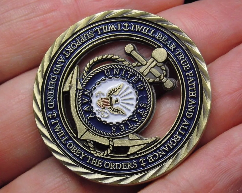 U-s-Navy Core Values USN Challenge Coin, пустотелая монета сувенир