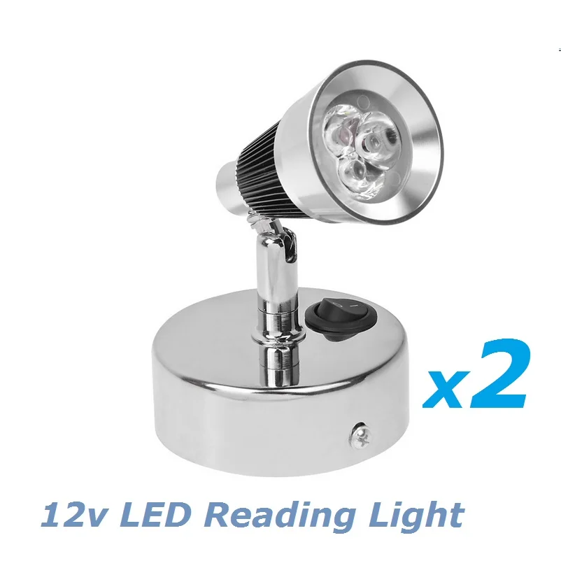2x12V DC LED поворотный свет для чтения прикроватный холодный/холодный белый