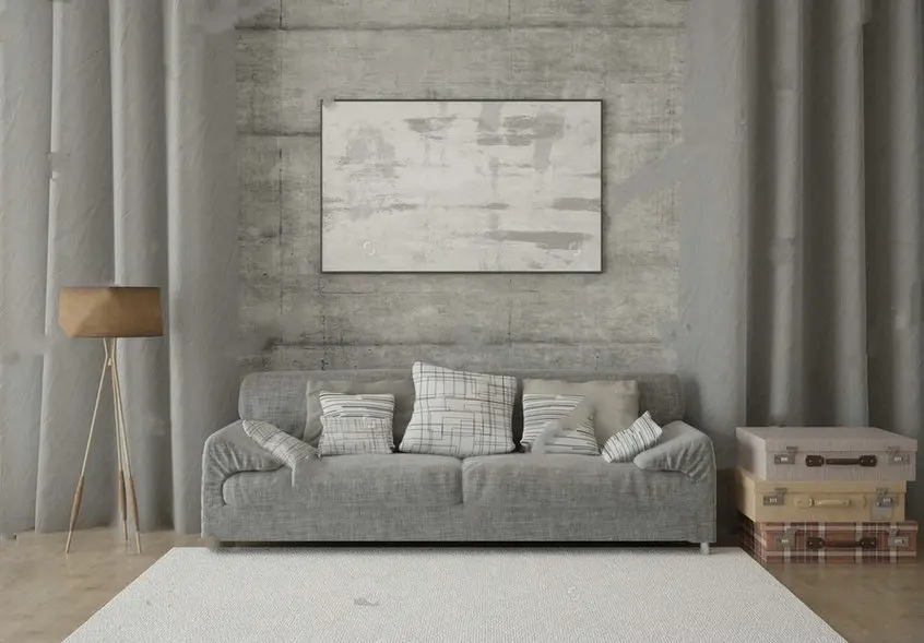 Mock Stylish Living Room Compact Sofa curtains backdrop High quality Computer print wall background | Электроника