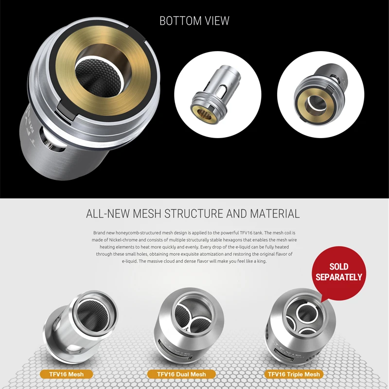 Оригинальный испаритель для электронной сигареты SMOK TFV16 с емкостью 9 мл TFV 16 Mesh
