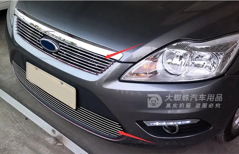 Для FORD FOCUS 2009-2011 качество нержавеющей стали автомобиля переднего бампера сетки решетка Вокруг отделки гоночные решетки