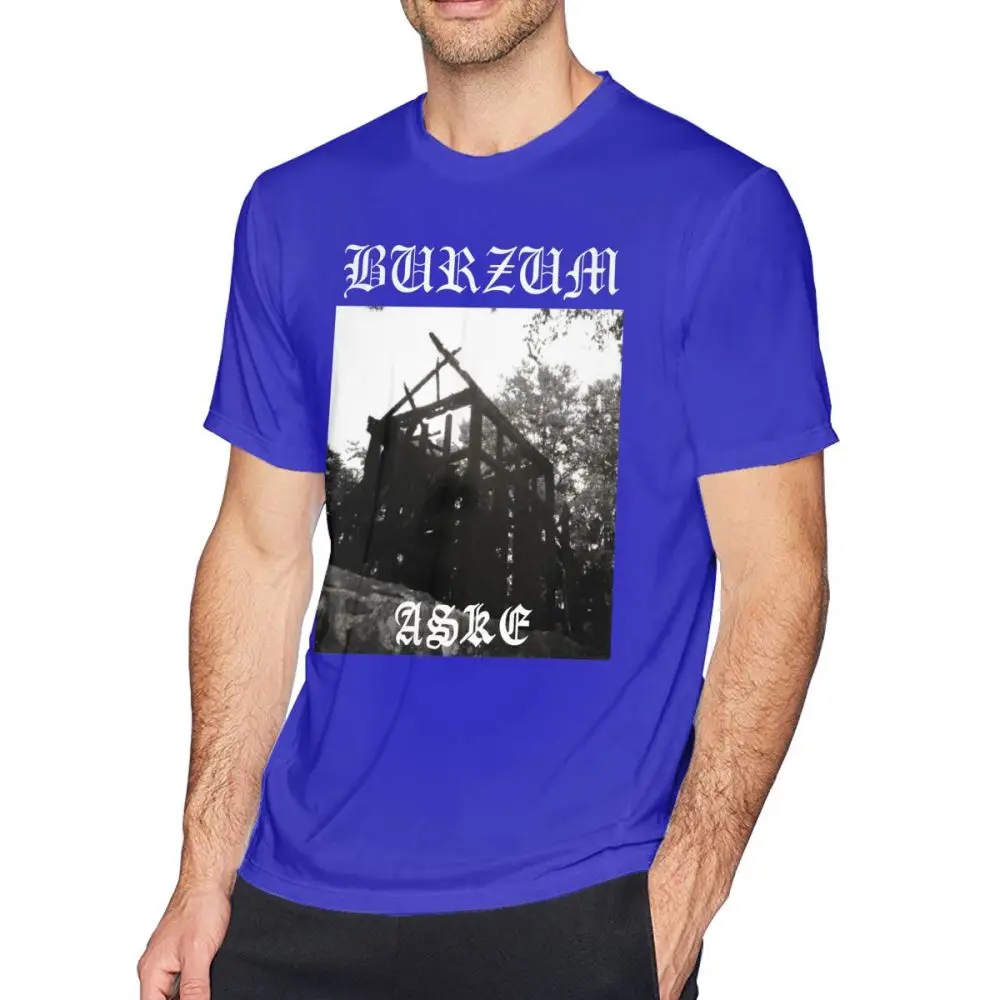 Burzum футболка Burzum Aske Футболка мужская короткий рукав Футболка Забавный принт пляж 100 хлопок Большие размеры футболка - Цвет: Blue