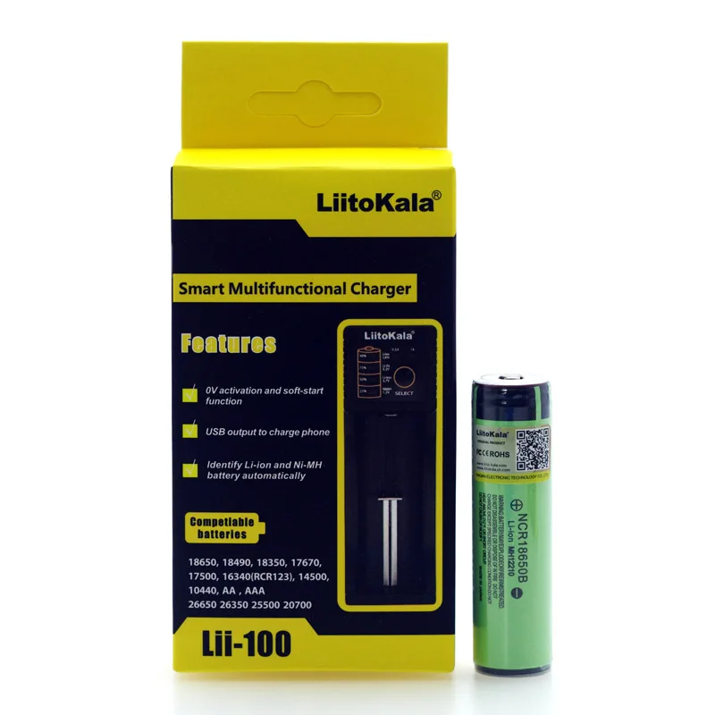 Liitokala lii-100 1,2 V 3,2 V 3,7 V зарядное устройство+ 1 шт защита NCR18650B 3400mAh 18650 перезаряжаемая батарея с печатной платой