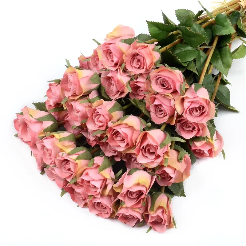 12 шт./лот искусственный Шелковый цветок розы Букет Свадьба для свадьбы украшение