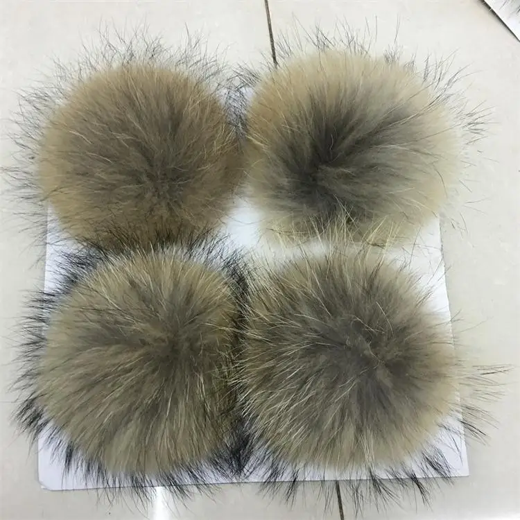 raccoon fur 13cm 20 шт. помпоны из натурального меха 13-15 см DIY из енота, лисы Меховые помпоны меховые шарики для шапок шапка шарф обувь аксессуары мех дешево оптом - Цвет: raccoon fur 13cm