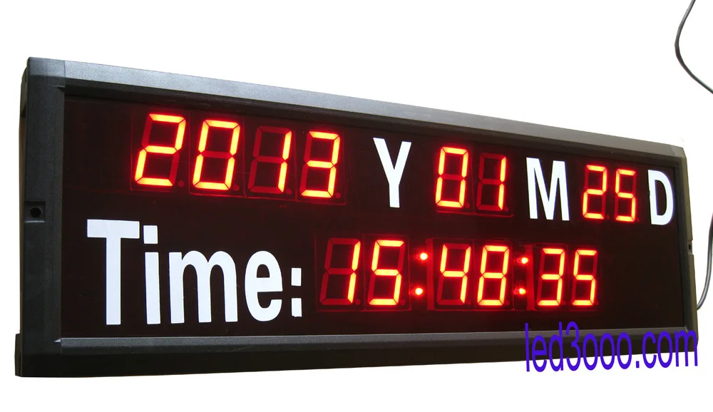 1 8 дюйма красный цвет год месяц дата и время светодиодные часы (HIT14-1.8R) | Дом сад