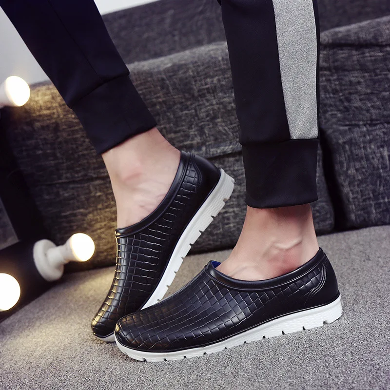 Мужские резиновые ботинки galoshes Нескользящие на плоской подошве