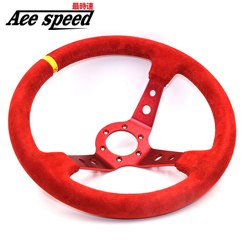 350 мм рулевое колесо замша кожа глубокий вогнутый руль игровое синий красный