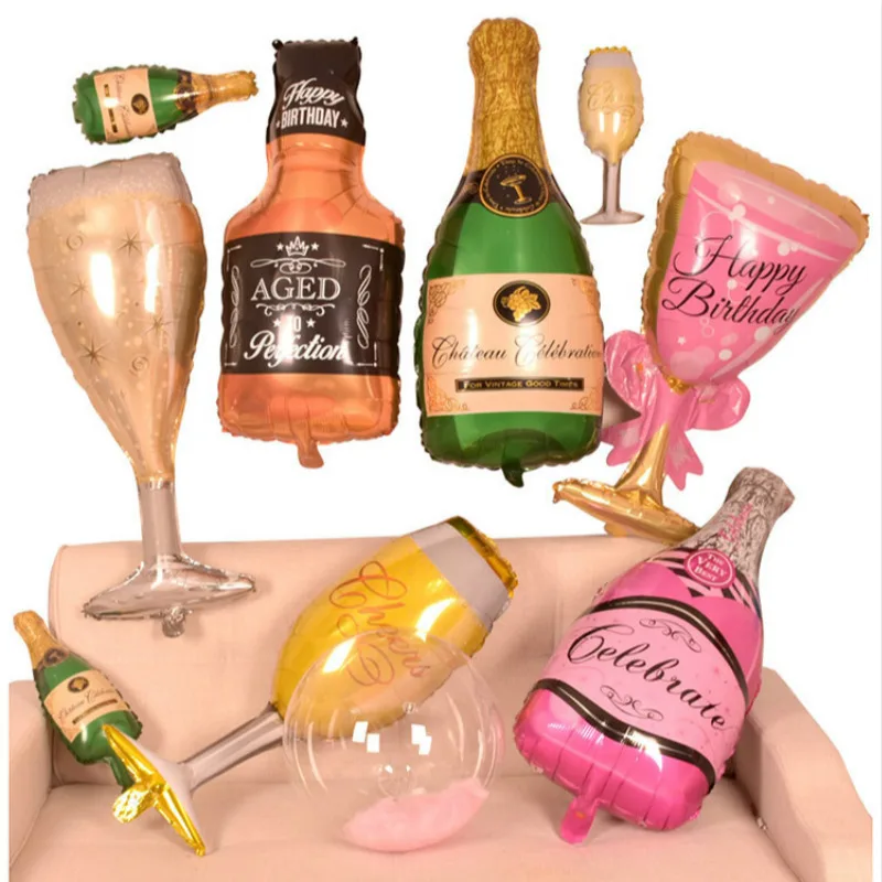 Большой и мини винные бутылки стаканы воздушные шары чашечки больших воздушных