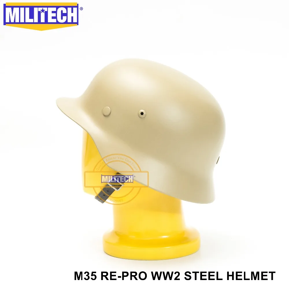 MILITECH Tan WW2 немецкий M35 Стальной шлем WW II M35 немецкий шлем защитный шлем для мотоцикла Тан мировая война 2 Repro Helme