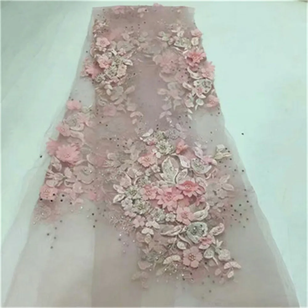 Высокое качество Французский 3D Цветы кружевной ткани для свадебного платья