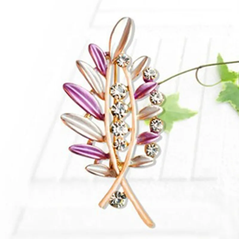 Новая модная Брошь Стразы с бамбуковыми листьями хиджаб для женщин булавки