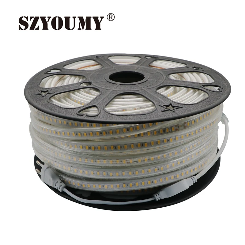 SZYOUMY водонепроницаемая светодиодная лента 220 в 120 светодиодов/м SMD 5730 с разъемом