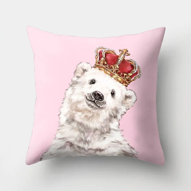 Розовые наволочки Квадратные животные задние Чехлы для подушек декоративные