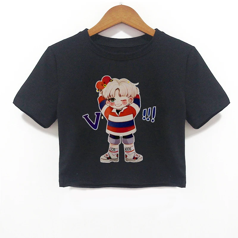 1018 Женские летние топы Harajuku, черный короткий топ без косточек, женский укороченный топ, женская сексуальная уличная одежда с принтом - Цвет: 1018