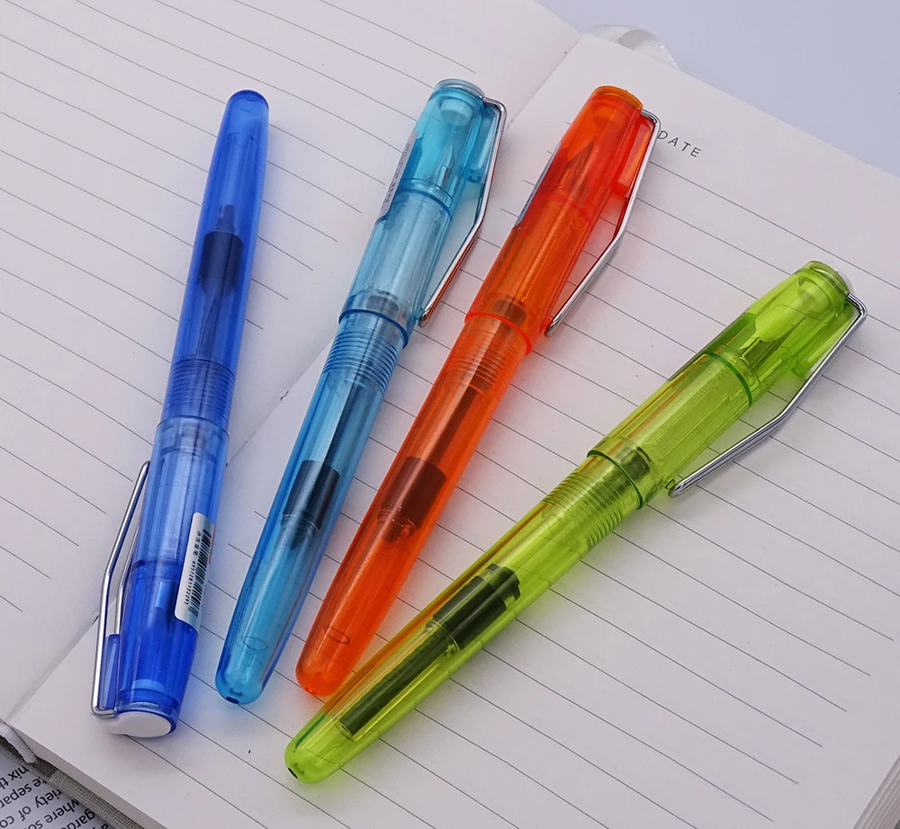 

4PCS Set Upgraded Transparent Wing Sung 3010 Fountain Pen EF/F 0.38/0.5 Wingsung Ink Pen Silver Clip for Office School Business