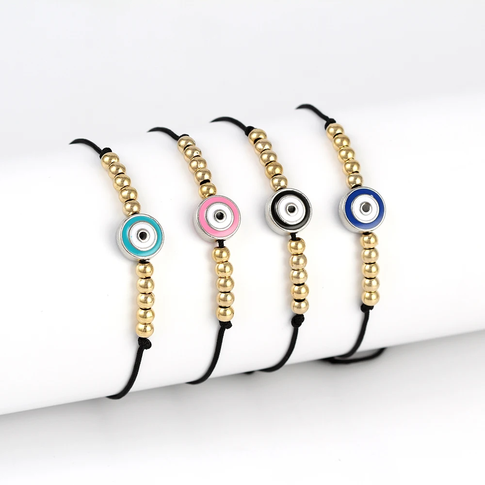 Стеклянный браслет с бусинами от Lucky Eye, разноцветный очаровательный браслет со сглаза, Золотой Серебряный браслет-цепочка для женщин, женские ювелирные изделия EY476