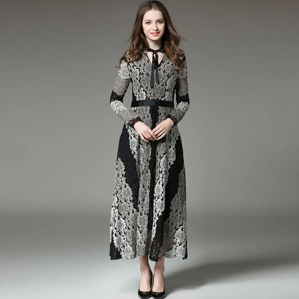 Летние женщины dress 2017 office кружева V воротник с длинными рукавами slim female | Женская