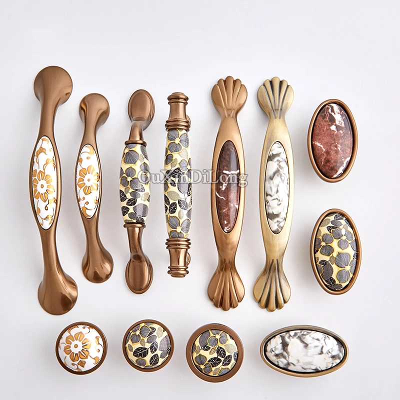 Красота 2 шт Европейский Элегантный Керамический кухонный шкаф дверные ручки