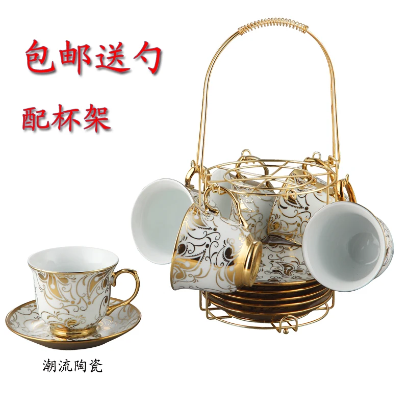 Горячая цветок керамическая чашка с подстаканник и золотой ложкой чтобы