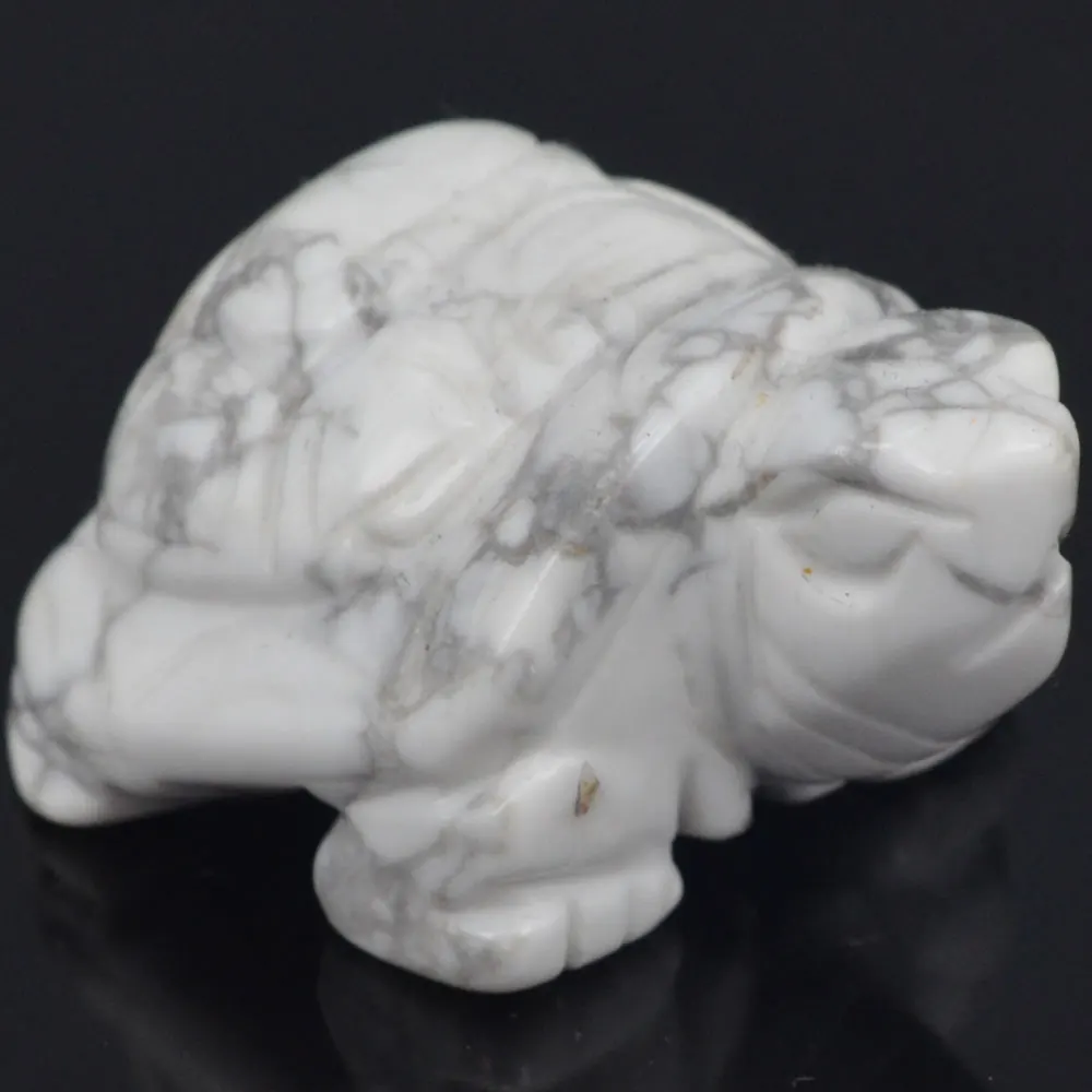 2inch Natural White Howlite Turquoise Turtle Tortoise Gems Carving Crafts Stone Figurine Chakra Healing Reiki | Дом и сад