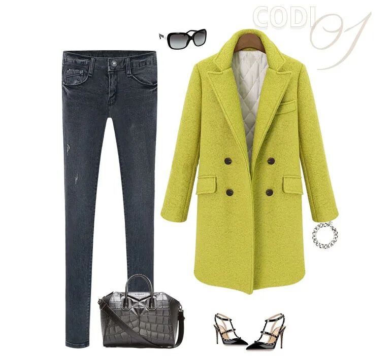 Женское шерстяное пальто ZADORIN однотонное двубортное с длинным рукавом и