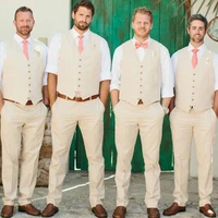 summer ivory linen men suits for beach wedding suits groom tuxedo custom groomsmen blazers man costume homme 2piece vestpants
