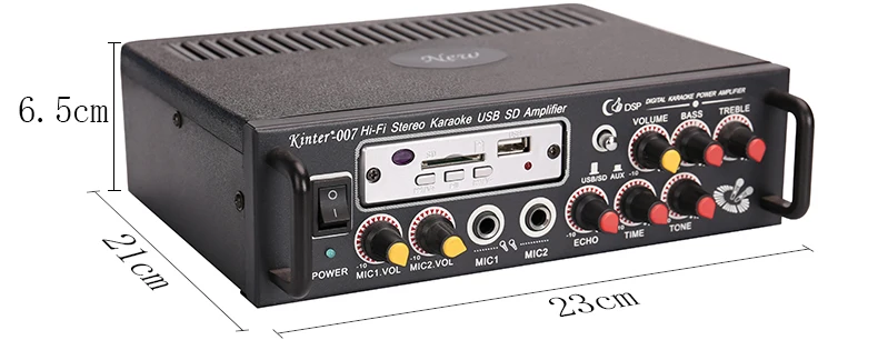 Kinter-007 караоке усилитель аудио 2.0CH 30 Вт contro бас ВЧ музыки микрофон эхо тон время воспроизведения стерео звук предложение USB SD AUX