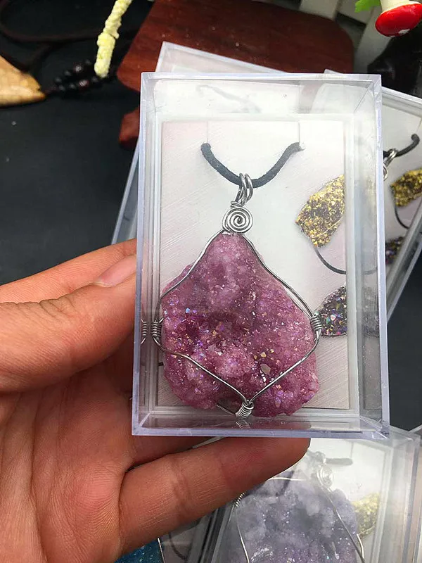 9 шт. красивый натуральный Ангел ореол Кристалл образец с подвеской камень