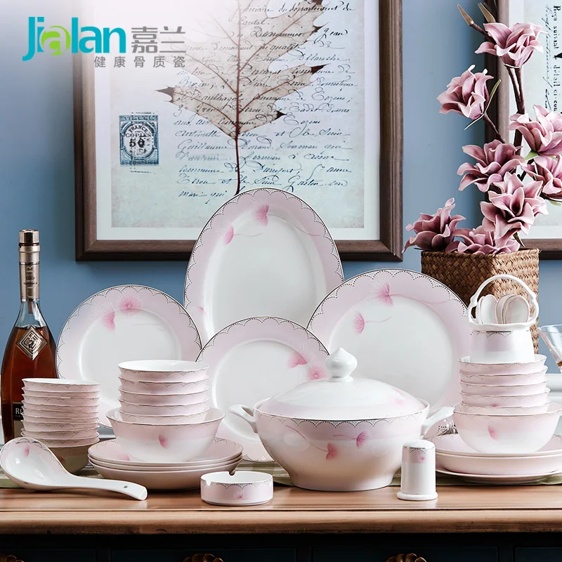 

Granville Tangshan dishes set 56 piece China wedding gifts tableware bowl European minimalist household utensils