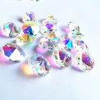 Высококачественные стеклянные Восьмиугольные бусины АВ 14 мм, 200 шт., в 2 отверстия, для хрустальных люстр, хрустальные бусины для занавесок, бесплатная доставка