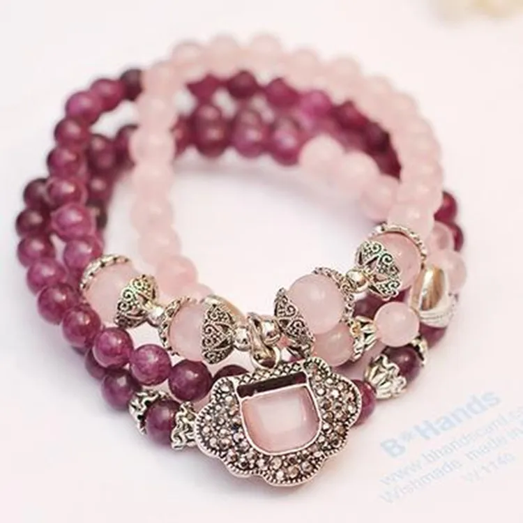 Корейский модный новый браслет из бисера натуральный камень женский