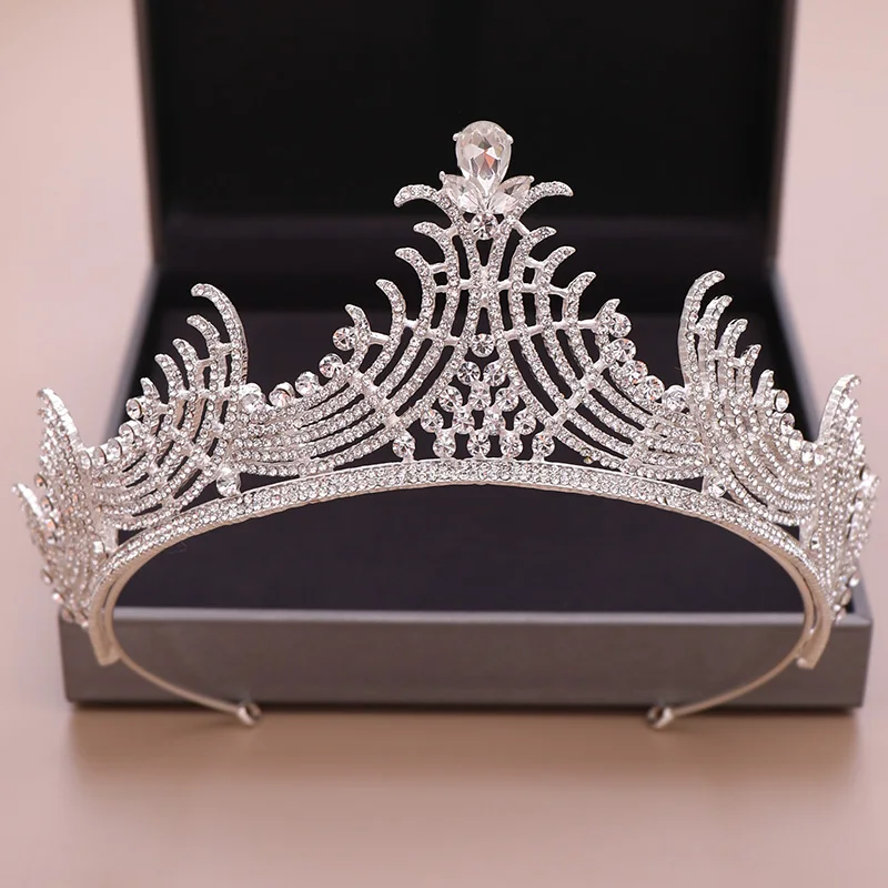 

Crystal Tiara And Crowns Rhinestone Silver Color Gold Wedding Crown Wave Style Hair Accessories Bridal Women Diadem Hair Jewelry