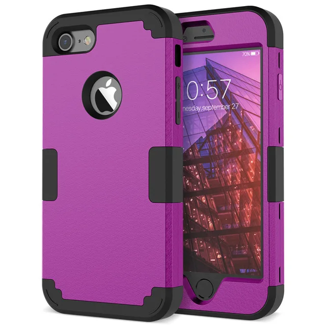 Purple Роскошный Жесткий чехол из поликарбоната для iPhone 7, 6, 6 s, 8 Plus, XR, Xs MAX, чехол для iPhone X, 5, 5S, SE, 360, чехол s, 3 в 1, противоударный защитный прочный Чехол - Цвет: Purple