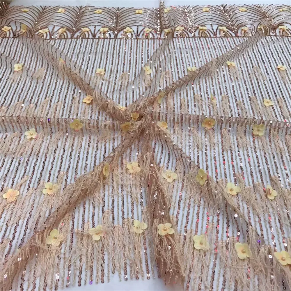 Французский перо вышивка бисером дизайн обычный красный 3d цветок блесток