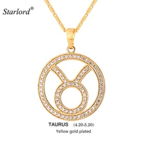 2017 zodiac charms taurus pendant necklace simple design jewelry gift rhinestone goldsilver color necklace for menwomen p2504