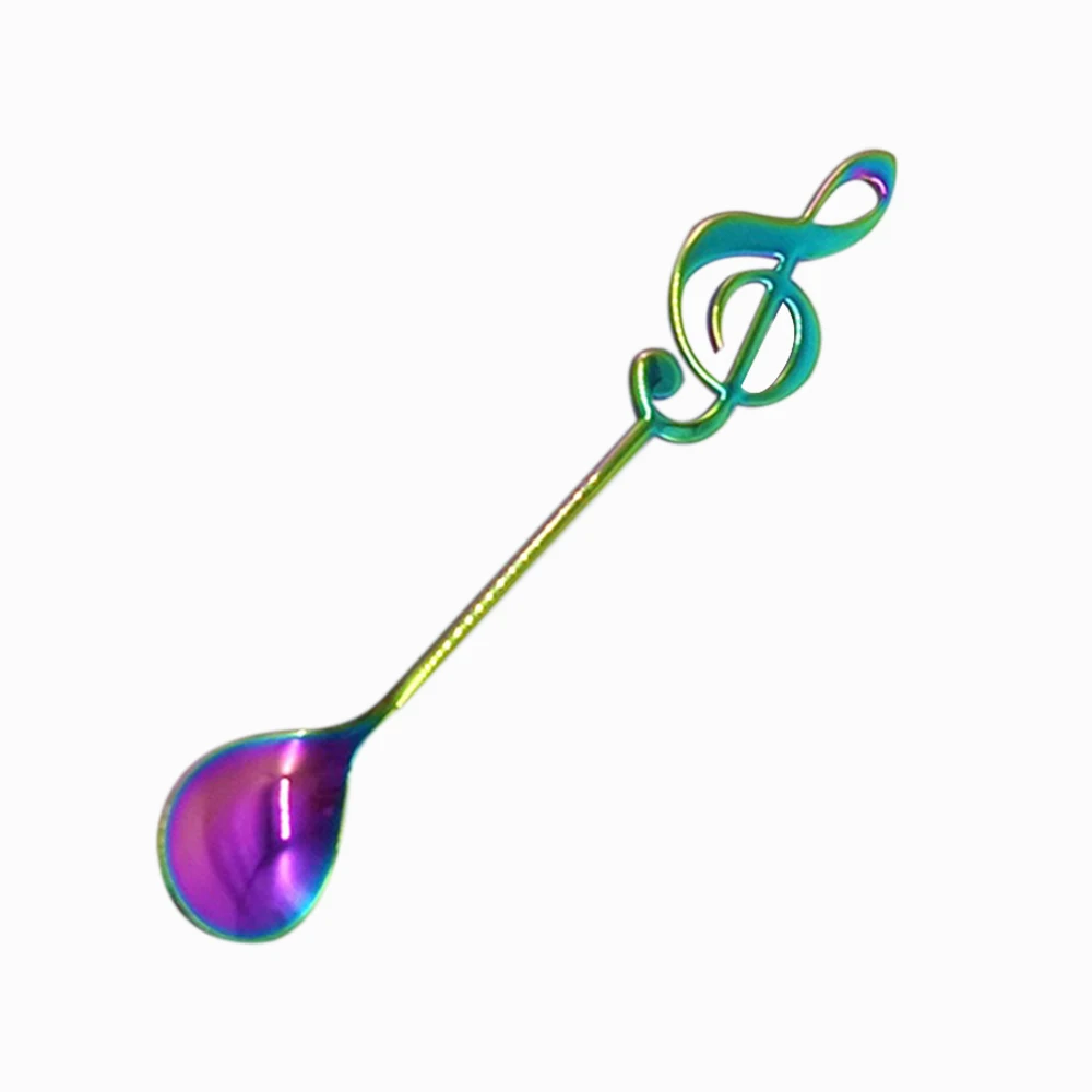Multicolor 304 музыкальная ложка из нержавеющей стали Десертные кофейные чайные ложки посуда зеркальная полированная ложка с длинной ручкой для питья - Цвет: Multicolor