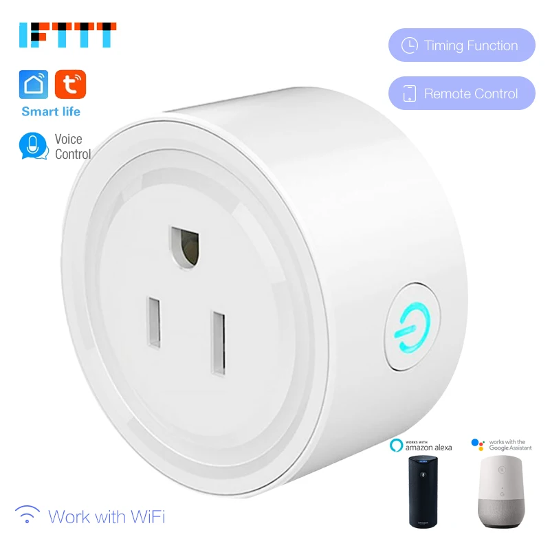 WiFi умная штепсельная розетка US с дистанционным управлением Alexa синхронизация