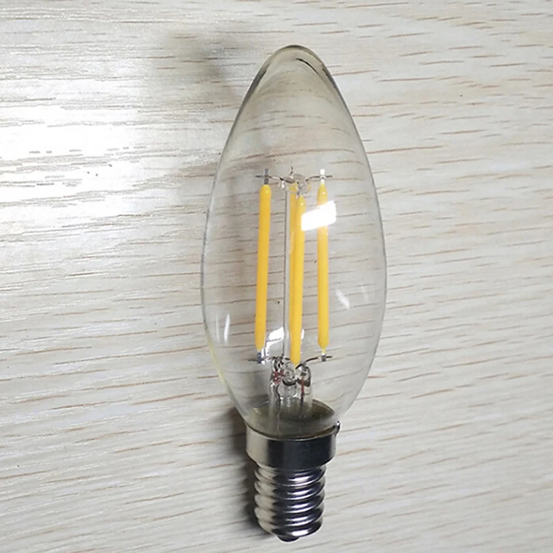 Светодиодный новый Филамент Свеча светильник лампочка E14 220V 2 Вт 4 лампочки Edison
