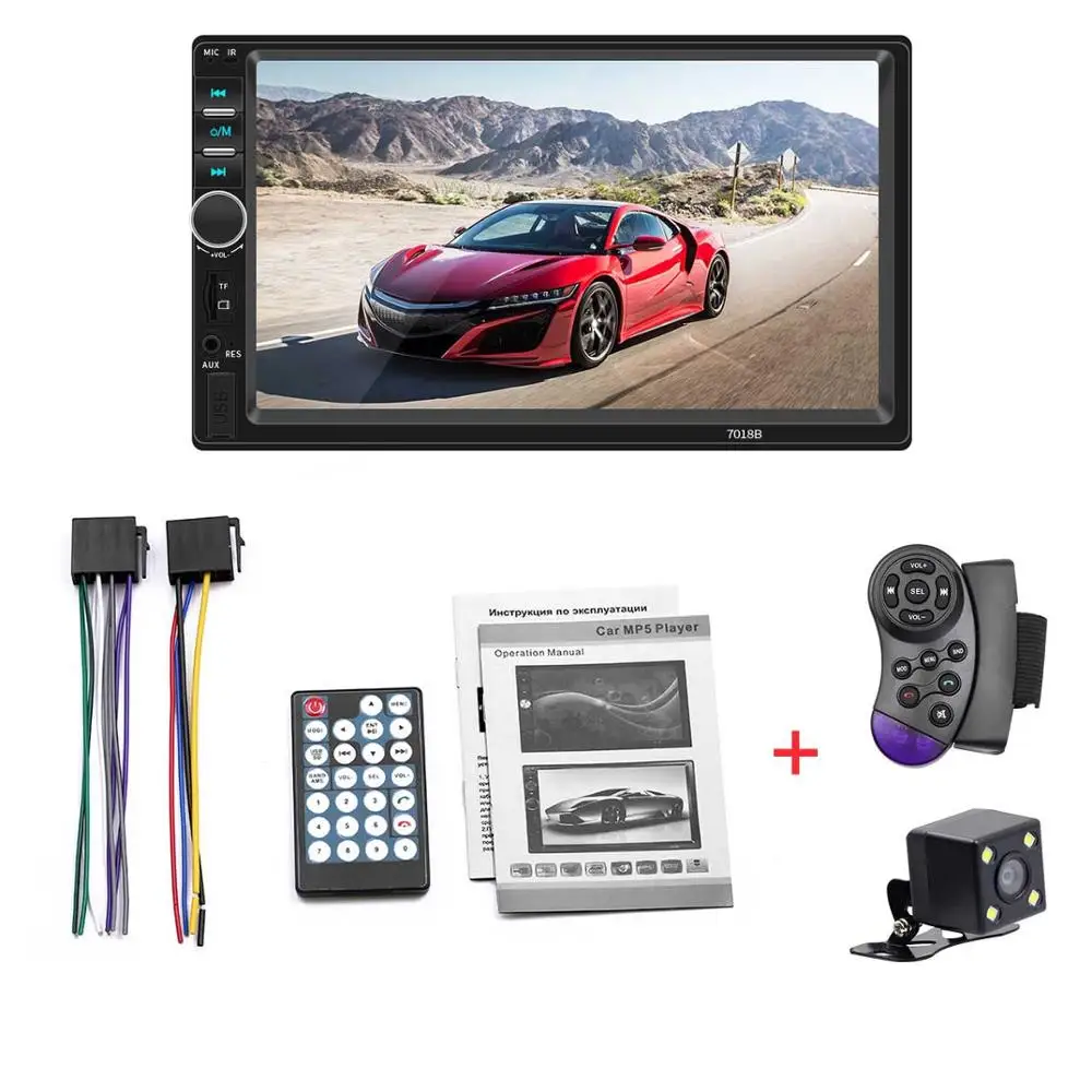 Белый Автомагнитола стерео Bluetooth 2 Din 7 дюймов сенсорный экран Авто Аудио Авторадио поддержка зеркальная связь FM MP5 USB AUX камера заднего вида - Цвет: Белый