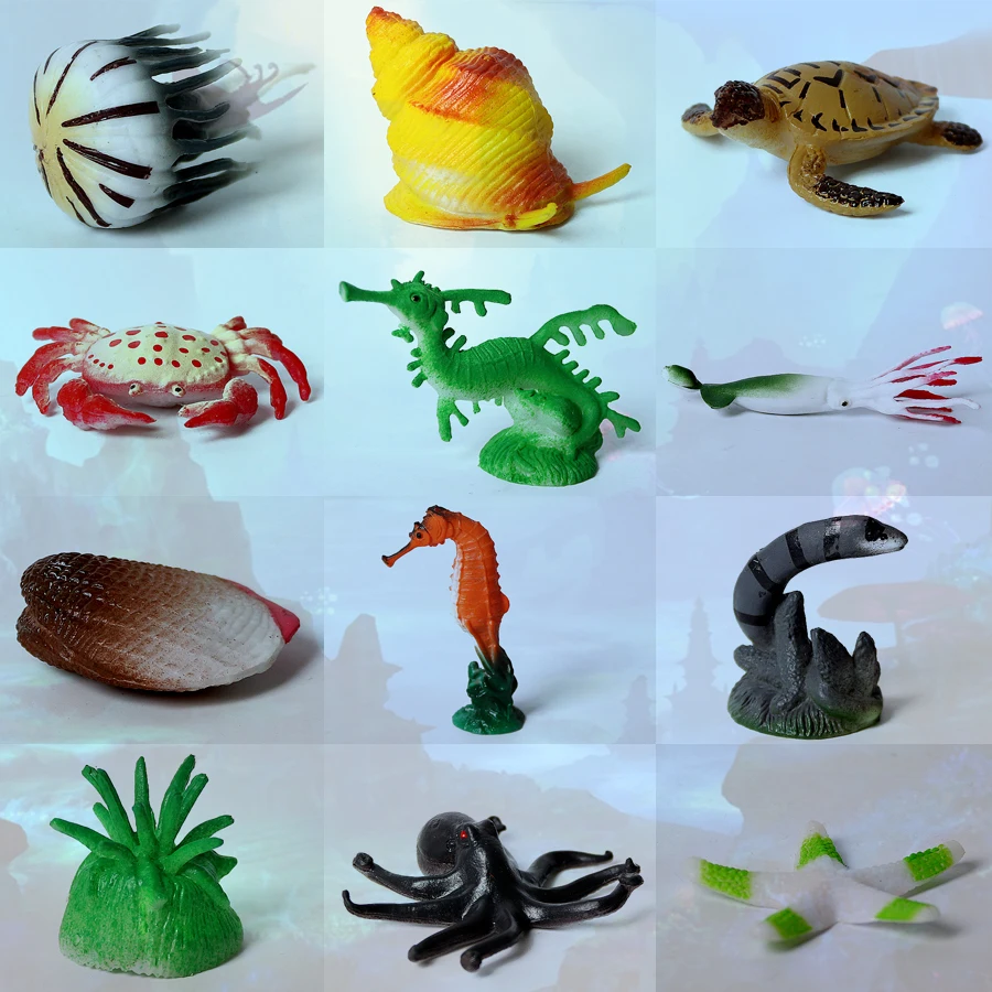 12 шт. Ассорти морские Игрушки фигурки животных набор реалистичные океанские