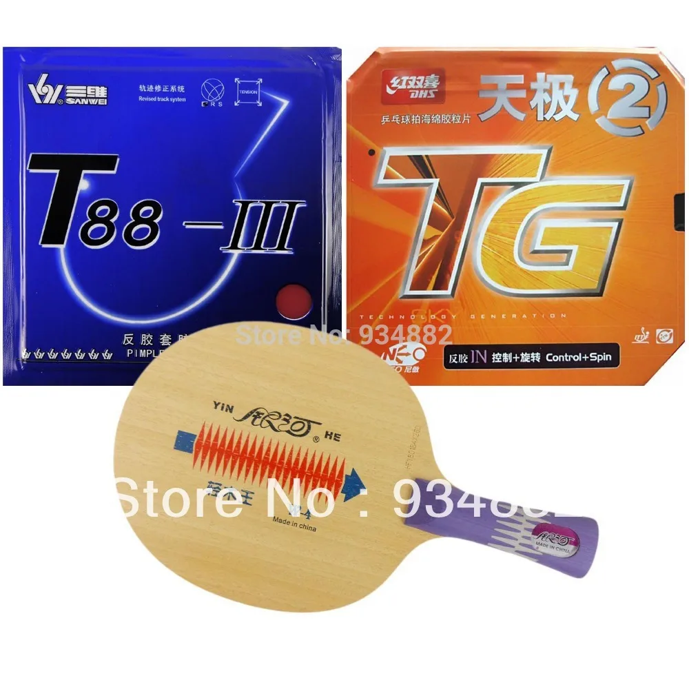 Pro Table Tennis Ping Pong Combo Paddle Racket Yinhe W-4 + DHS NEO Skyline TG2 and Sanwei T88-III Shakehand long handle FL | Спорт и