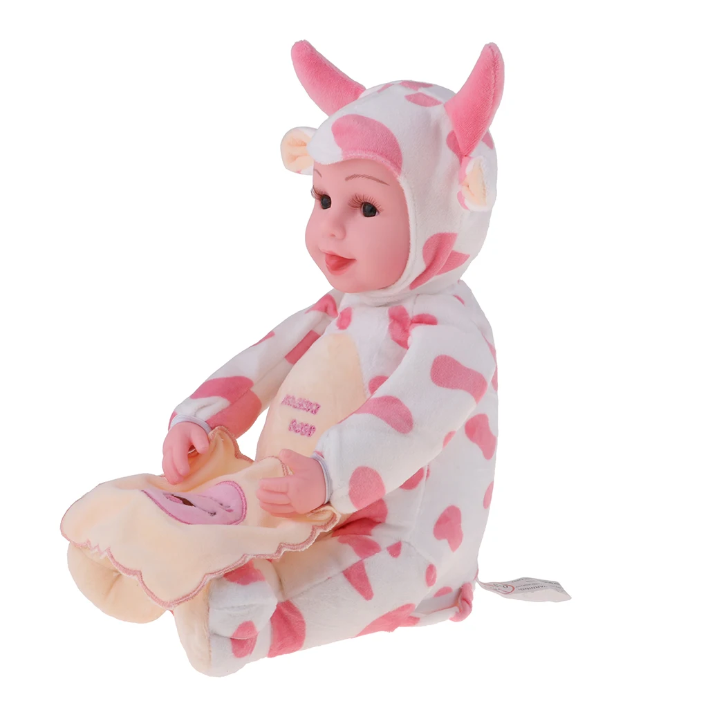 

Lovely Simulation Newborn smile Baby Infant Doll Lifelike Stuffed Animal Toys Music Box Plush Toy Pink