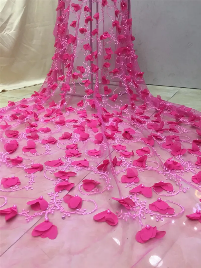 

Embroidered tulle lace fabric 3d flowers JRB-10616 high quality beaded french lace fabric fashion african tulle mesh lace fabric