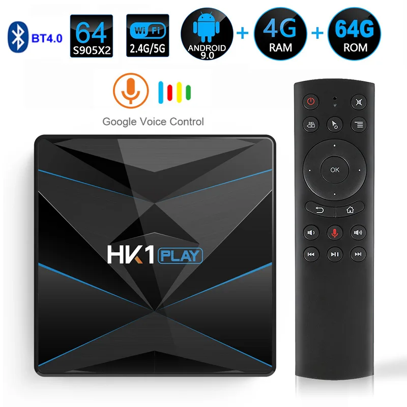 4GB64GB with voice HK1 Play Samrt tv BOX Android 9,0 Amlogic S905X2 Четырехъядерный 4K Google плеер 4G 64G 128G 2,4G/5G двойной Wifi ТВ приставка - Цвет: 4GB64GB with voice