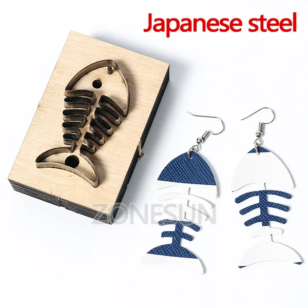 Japan ZONESUN Fishbone пользовательские кожаные серьги для резки штамповки бумажный инструмент для штамповки для резки DIY Ножи Формы - Цвет: Japan