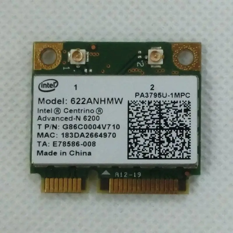 Intel Centrino Advanced N 6200 622ANHMW 6200AGN half Mini PCI E 300 Мбит/с Двухдиапазонная 2 4G/5 ГГц Wi Fi