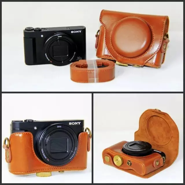 Digital Camera Leather case cover for Sony Cyber-shot DSC-HX90V HX90 WX500 Camera Bag Pouch